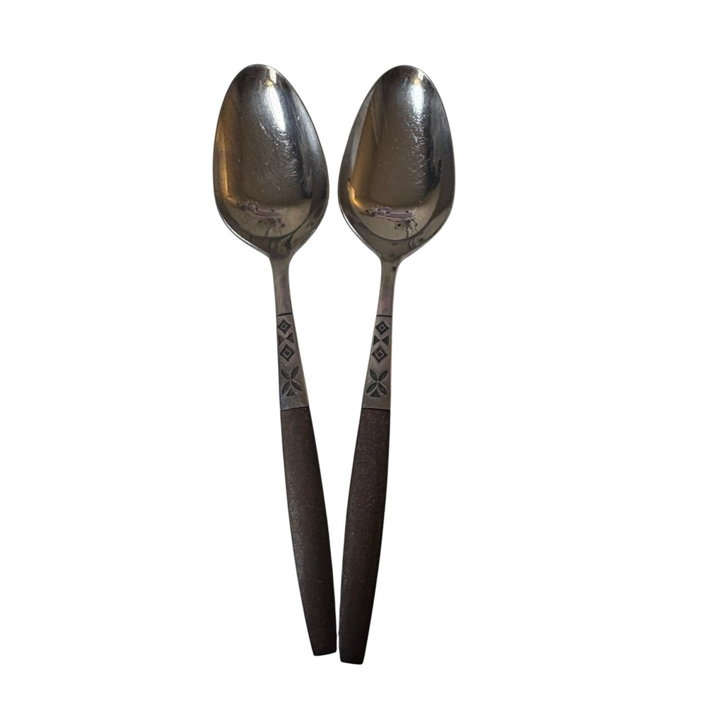 Vintage EKCO Eterna EKS5 Serving Spoon Set 2pc Stainless Japan
